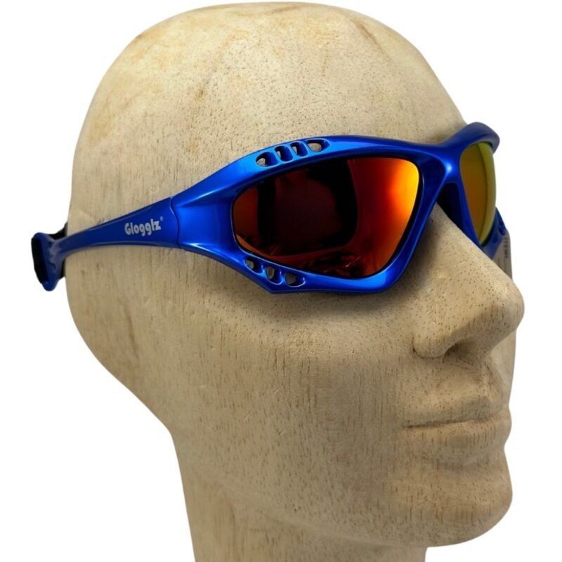 Glogglz® Finz Polarised Sports Sunglasses – Blue | UV400 Protection, Anti-Fog & Secure Fit – Sunglasses | Glogglz