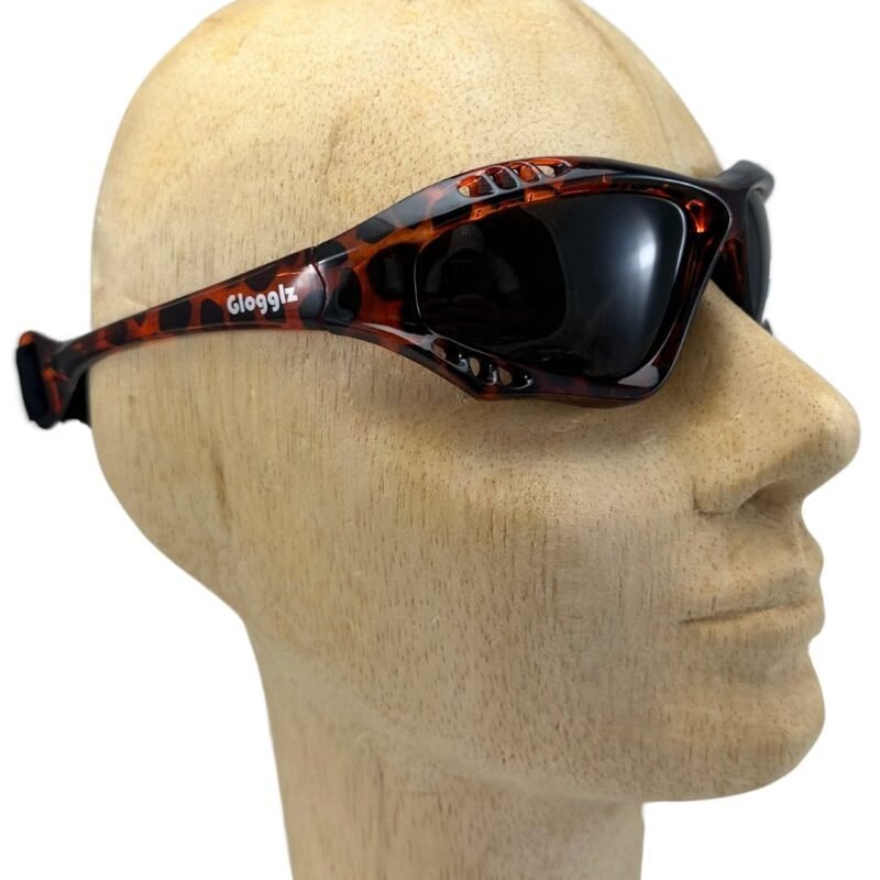 Glogglz® Finz Polarised Sports Sunglasses – Brown / Leopard | UV400 Protection, Anti-Fog & Secure Fit – Sunglasses | Glogglz